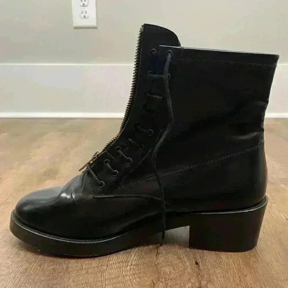 Sandro Paris Black Military Boots Chunky Women's 40 US 10 Goth Made In Portugal - Picture 12 of 12